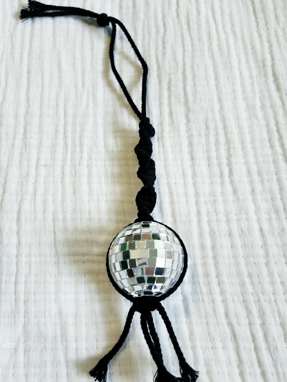 Black Macramé Mini Hanging Disco Ball